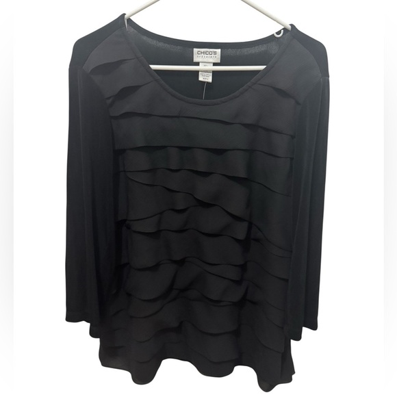 Chico’s Travelers Chiffon Textured Front Top Size XL - Picture 2 of 5